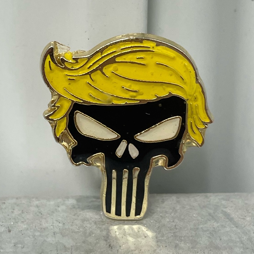 Donald Trump the Punisher collectable lapel pin